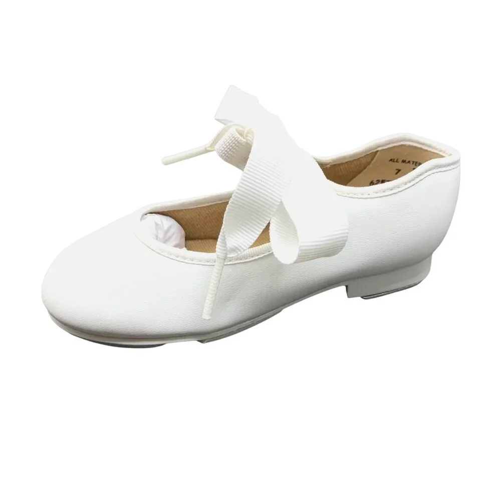 Capezio Jr. Tyette 625 White Tap Shoes Tie Bow Dance New Recital Performance